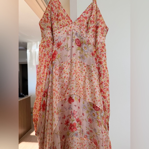 Zara Pink Floral High-Low Slip Dress - Picture 2 of 6